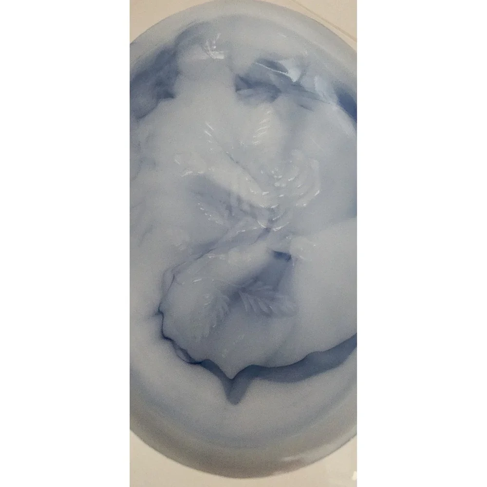Avon Victoriana Soap Dish & Soap Set Blue Slag Glass Rose 1978 Vintage Special